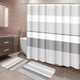 thumbnail image 1 of Grey Striped Bathroom Set with Shower Curtain and Bath Rugs and Accessories,Boho Modern Non-Slip Shower Curtain Set,Bathroom Decor 3 Pcs, 1 of 8