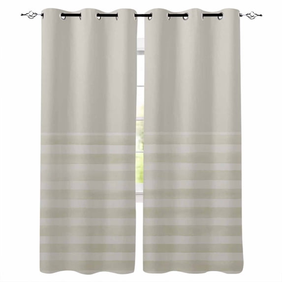 Grey Striped Blackout Curtains for Bedroom/Living Room, Thermal Insulated Kitchen Curtains, Vintage Stripes Ombre Grommet Darkening Window Treatment Drapes 52"x63"x2