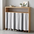 thumbnail image 1 of Grey Striped Cabinet Curtain 35"Wx35"L, Dustproof Under Sink Skirt with Self Adhesive Tape, Minimalist Farmhouse Stripe Cabinet Curtain Cover for Kitchen Sink, Bathroom Vanity, Laundry Room, 1 of 9
