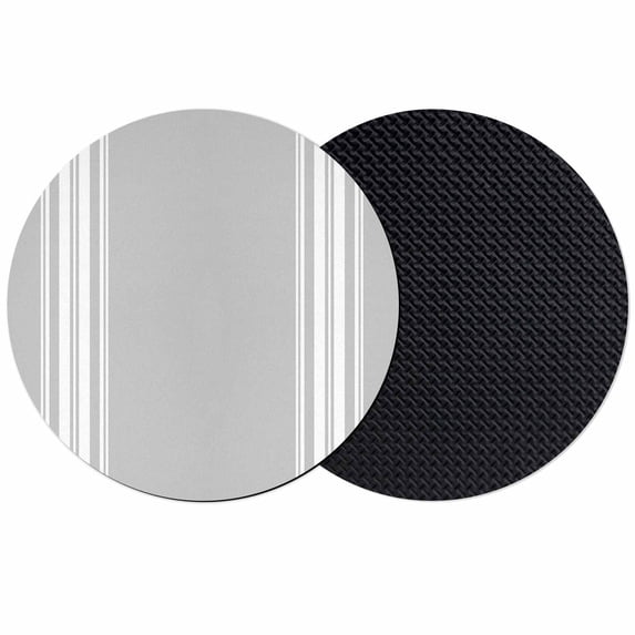 Grey Striped Coasters Set of 2, Luxurious White Stripes Modern Abstract Art Absorbent Coasters for Drinks, Coaster for Bar Office Dining Coffee Table Accessories Decor, Non Slip Round Desk Coaster
