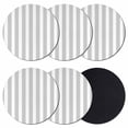 thumbnail image 1 of Grey Striped Coasters Set of 6, Modern Farmhouse Gray White Stripes Absorbent Coasters for Drinks, Coaster for Bar Office Dining Coffee Table Accessories Decor, Non Slip Round Desk Coaster, 1 of 9
