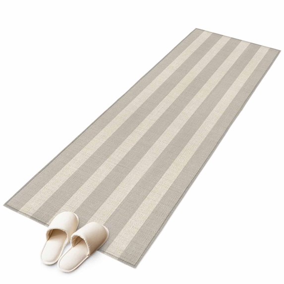 Grey Striped Kitchen Runner Rug 2x6 Washable Runners for Hallway Non Slip Beige Vintage Classic Abstract Stripes Large Area Rug Indoor Floor Carpet for Bathroom Laundry Entryway Bedroom Living Room