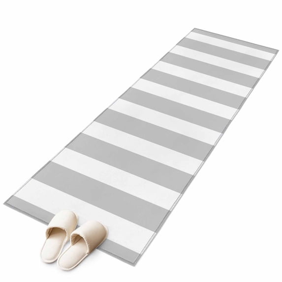 Grey Striped Large Area Rugs for Bedroom Living Room, Soft Non Slip Carpet Bedside Rug, Modern Farmhouse Gray White Stripes Rectangular Floor Cover Kitchen Accent Rug 2'x6' for Dining Room/Office