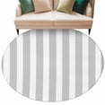 thumbnail image 1 of Grey Striped Large Area Rugs for Bedroom Living Room, Soft Non Slip Carpet Bedside Rug, Modern Farmhouse Gray White Stripes Round Floor Cover Kitchen Accent Rug 8' for Dining Room/Office, 1 of 9
