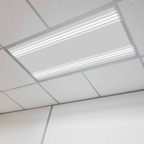 Grey Striped Magnetic Fluorescent Light Covers for Ceiling Lights 2x4Ft, Luxurious White Stripes Modern Abstract Art Office Classroom Kitchen Drop Ceiling Light Covers Filters Shade Panel 1 Pack