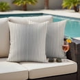 thumbnail image 1 of Grey Striped Outdoor Pillow Covers 26x26 Inch Throw Pillow Covers Set of 2 Waterproof Decorative Pillow Cases Farmhouse Beige Stripes Vintage Rustic Cushion Covers for Patio Furniture Garden Couch, 1 of 8
