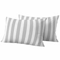 thumbnail image 1 of Grey Striped Outdoor Pillow Covers, Waterproof Decorative Throw Pillowcases Set of 2, Modern Farmhouse Gray White Stripes Couch Cushion Cases with Zipper for Outside Patio Garden Sofa 20"x12", 1 of 9