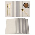 thumbnail image 1 of Grey Striped Placemats Set of 4 Beige Geometric Modern Minimalist Place Mats Indoor Wipeable Table Mats Washable Cloth Dining Table Placemats for Kitchen Holiday Party Home Decor 13x19 Inch, 1 of 9