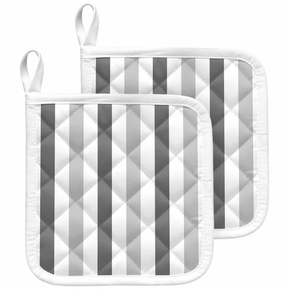Grey Striped Pot Holders for Kitchen Heatproof Potholder, 2 Pack Minimalist Farmhouse Stripe Hot Pads Multipurpose Oven Pads Cloth Potholders Trivet for Cooking and Baking