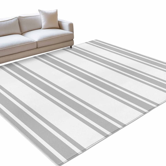 Grey Striped Rectangle Rug 6'x9' Modern Farmhouse Stripes Rustic Minimalist Washable Area Rugs for Living Room Bedroom Entryway Non Slip&nbsp; Entrance Door Mat Indoor Floor Carpet