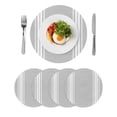 thumbnail image 1 of Grey Striped Round 13 Inch Placemats Set of 4, Luxurious White Stripes Modern Abstract Art HeatResistant Non Slip Place Mats for Dining Table, Wipeable Braided Kitchen Table Mats for Housewarming, 1 of 9