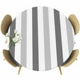 thumbnail image 1 of Grey Striped Round Tablecloth 45-54 Inch Round Fitted Table Cloth with Elastic Edge, Geometric Ombre Vertical Stripes Minimalist Waterproof Table Cover Protector for Outdoor Picnic Party Dining, 1 of 6