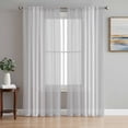 thumbnail image 1 of Grey Striped Semi Sheer Window Curtains 72 Inches Long, Luxurious White Stripes Modern Abstract Art Rod Pocket Voile Silky Chiffon Curtain Light Filtering Drapes for Living Room, 52"x72", 2 Panels, 1 of 9