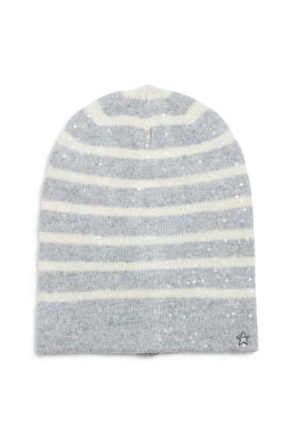 Grey Striped Sequin Hat by Jocelyn