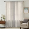 thumbnail image 1 of Grey Striped Sheer Curtains 45 Inches Long, Beige Geometric Modern Minimalist Light Filering Curtains, Breathable Simi Curtain Privacy Drapes for Kitchen Bathroom Lightweight Small Window Treatment, 1 of 9