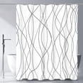 thumbnail image 1 of Grey Striped Shower Curtain for Bathroom, Gray and White Modern Minimalist Waterproof Fabric Shower Curtain Set with Hooks, 72" x 72", 1 of 6