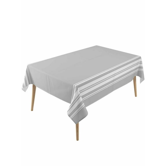 Grey Striped Table Cloth, Luxurious White Stripes Modern Abstract Art Waterproof Tablecloth for Rectangle Tables, Reusable Washable Fabric Table Cover for Restaurant Kitchen Dining Tables 54"x108"