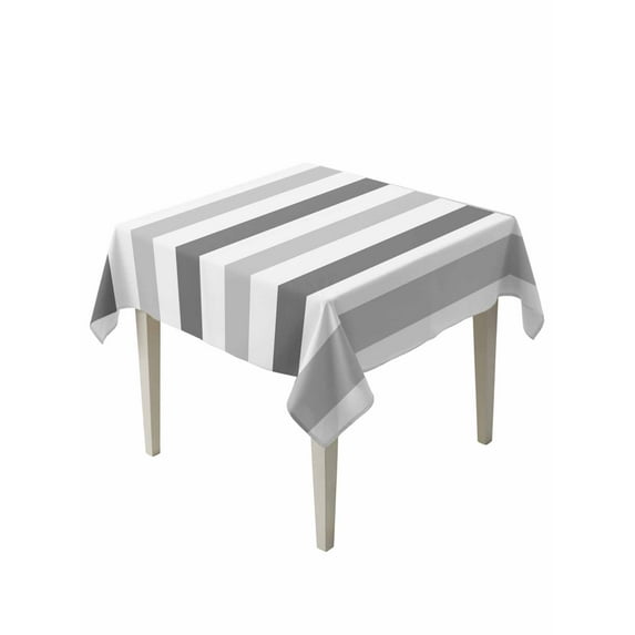 Grey Striped Table Cloth, Minimalist Farmhouse Stripe Waterproof Tablecloth for Square Tables, Reusable Washable Fabric Table Cover for Restaurant Kitchen Dining Tables 60"x60"