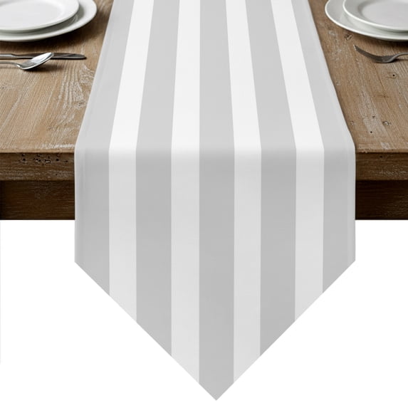 Grey Striped Table Runner Linen Burlap Table Runner 72 Inches Long Modern Minimalist Horizontal Stripes Dresser Scarves for Kitchen Island Coffee Dining Room Party Wedding Holiday Decor 16"x72"