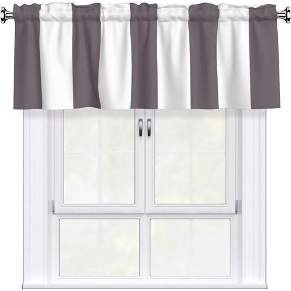 Grey Striped Valances for Windows Rod Pocket Valance Curtains Light Filtering Window Treatments 18"X54" Short Curtains for Kitchen Cafe Bathroom Bedroom 1 Panel