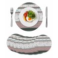 thumbnail image 1 of Grey Stripes Abstract Round 15 Inch Placemats Set of 8, Geometric Spring Flowers Country HeatResistant Non Slip Place Mats for Dining Table, Wipeable Braided Kitchen Table Mats for Housewarming, 1 of 9