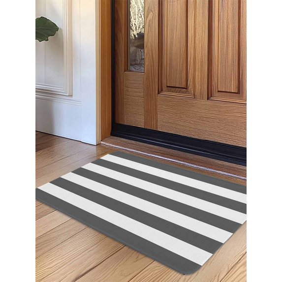 Grey Stripes Door Mat Indoor Outdoor Entrance, Non Slip Rug for Kitchen Bathroom Entryway Rug, Simple Gray White Texture Washable Doormat Floor Mat for Office Home Decor 24x36 Inch