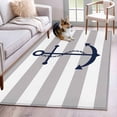 thumbnail image 1 of Grey Stripes Washable Area Rug 3x5 Anchor Nautical Geometric Low-Profile Large Area Rugs with Non Slip Backing Indoor Floor Carpet for Entrance Living Room Bedroom Home Office, 1 of 9
