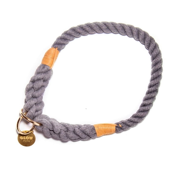 Glow Pups Rope Adjustable Slip-On Dog Collar, Grey, XL
