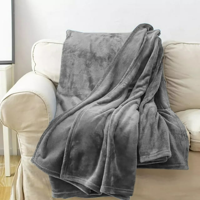 Grey Super Soft Warm Cozy Flannel Fleece Micro Plush Microfiber Bed Throw Blanket