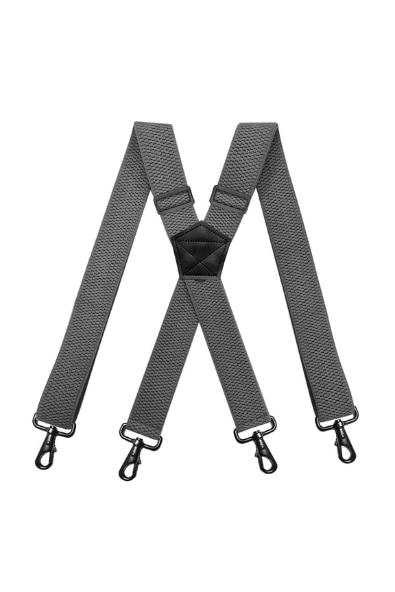 Grey Suspender With 4 Swivel Hooks Adjustable Braces Full Elastic X Style Suspenders For Men