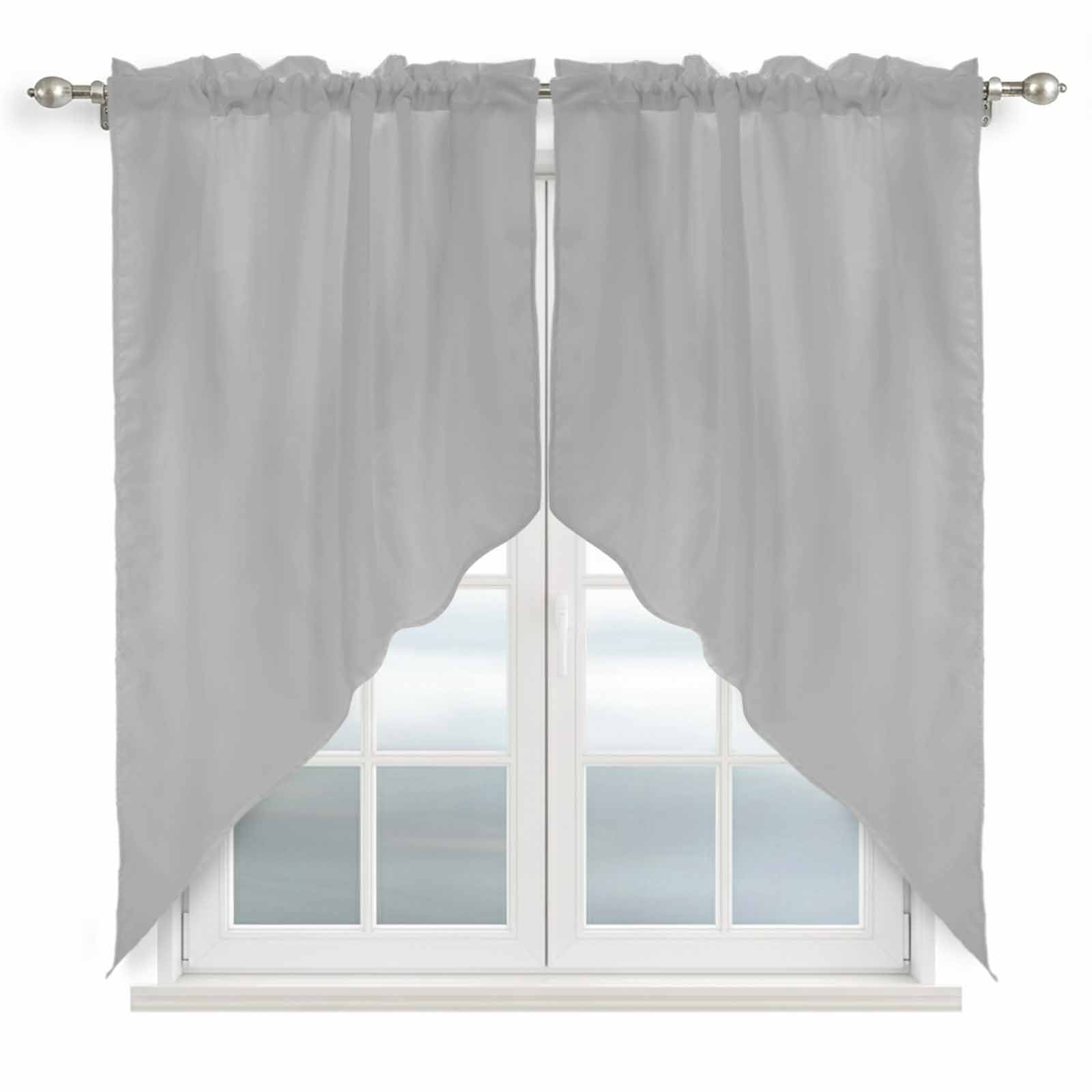 Grey Swag Curtain Valances, Modern Pure Gray Kitchen Valance for Window ...
