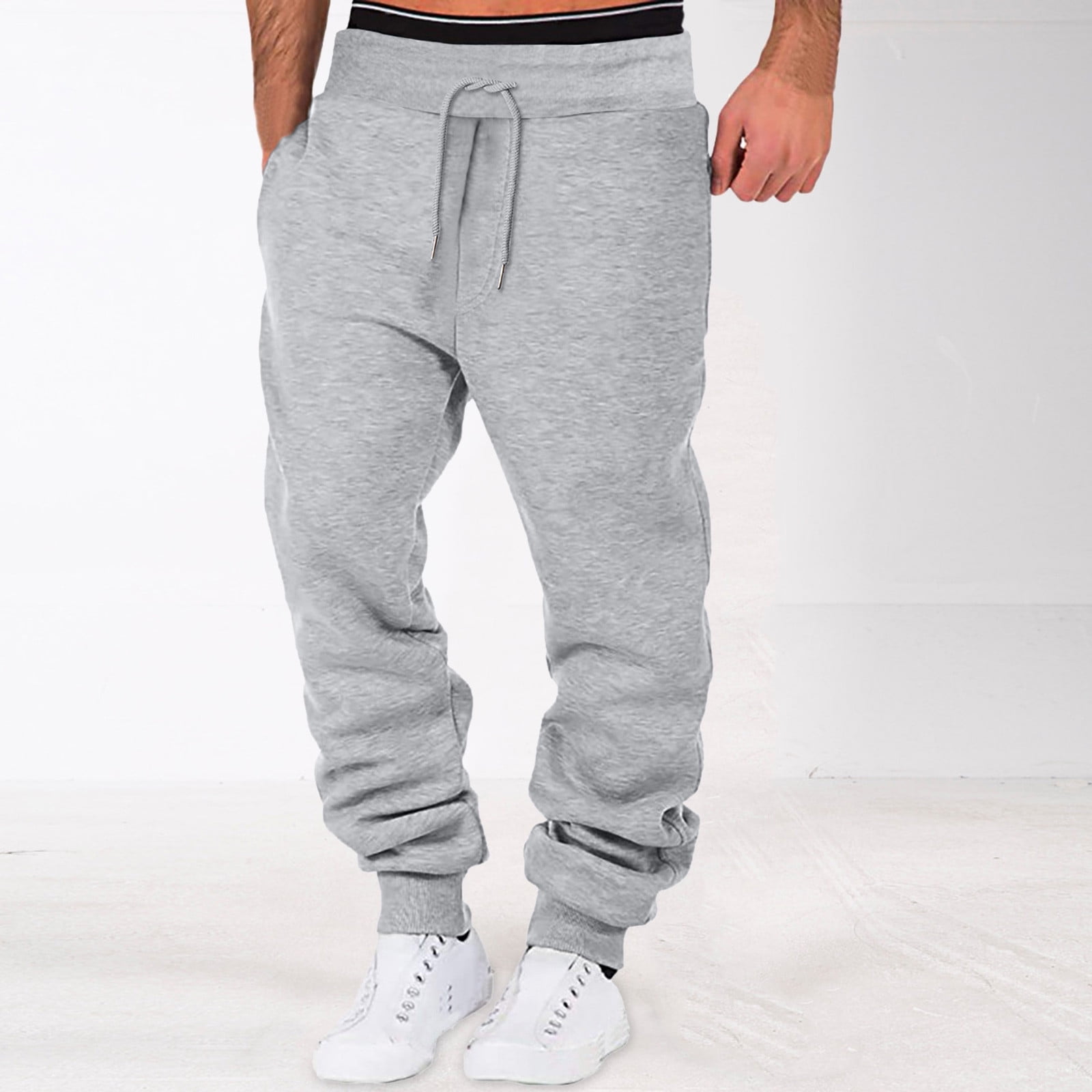 Grey Sweatpants Mens Autumn And Winter High Street Fashion Leisure Loose Sports Running Solid Color Lace Up Pants Sweater Pants Trousers Sweatpants Walmart