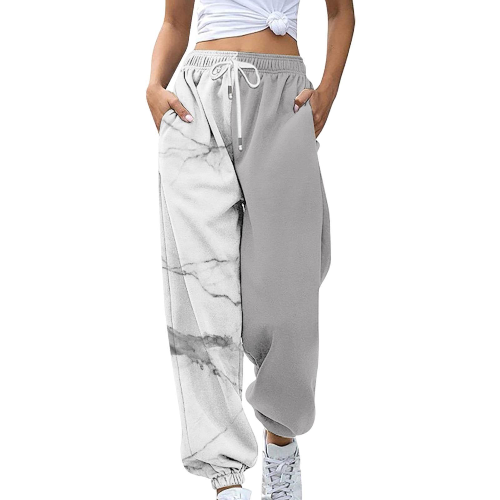 Grey Sweatpants Womens Fashion Loose Floral Gradient Tie Dye Printed Casual Pants Side Pockets Drawstring Casual Pants Plus Size Leggings M