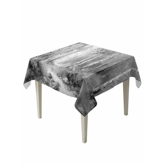 Grey Table Cloth, Modern Oil Painting Art Forest Waterproof Tablecloth for Square Tables, Reusable Washable Fabric Table Cover for Restaurant Kitchen Dining Tables 54"x54"