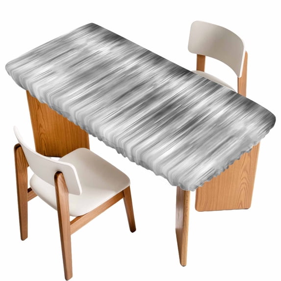 Grey Table Cloths for 4 Foot Rectangle Tables, Modern Abstract Art Ombre Striped Patio Waterproof Elastic Fitted Tablecloths, Washable Rectangular Table Cover for Camping