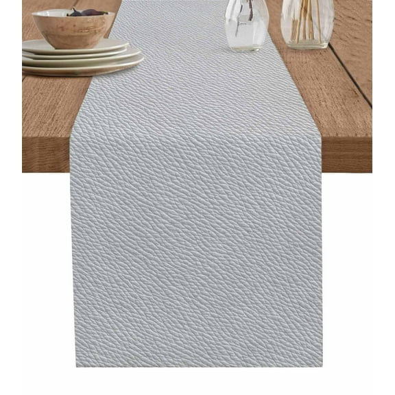 Grey Table Runner Cotton Linen 48 Inch Holiday Dresser Scarves, Vintage Leather Patterned Texture Solid Modern Tablerunner for Kitchen Coffee Dining Bedroom Living Room Dinner Scarf Décor 13''x48''