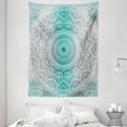 thumbnail image 1 of Grey and Teal Tapestry, Mandala Ombre Sacred Geometry Occult Pattern with Flower Lines Display Artwork, Wall Hanging for Bedroom Living Room Dorm Decor, 60W X 80L Inches, Teal Grey, by Ambesonne, 1 of 2