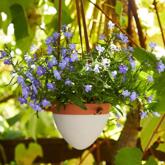 Grey Terracotta Leather Hanging Planter