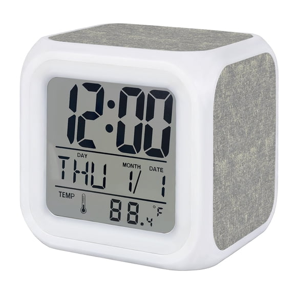 Grey Terracotta Splatter Digital Alarm Clock for Bedrooms, Smart LED Alarm Clock with 7 Color Changing Night Light, Boho Mottled Vintage Rustic Silent Wake Up Clocks for Sleep Study Cooking 3.2"x3.2"