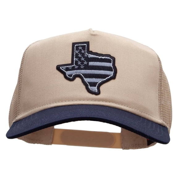 Grey Texas State Two Tone Cotton Twill 5 panel Mesh Back Cap - Navy Khaki OSFM