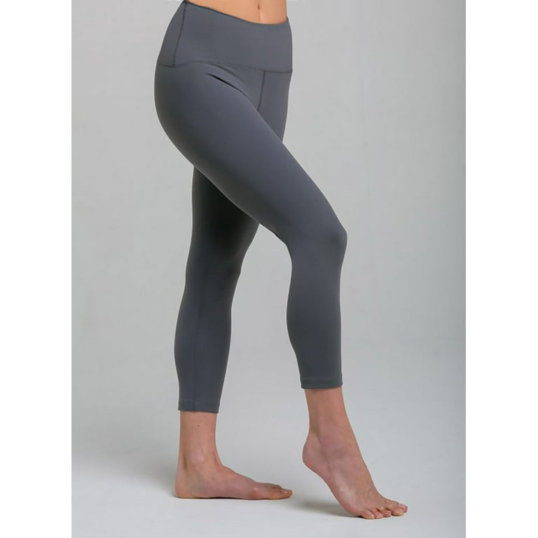 Grey Three-Quarter Legging Yoga Pants - M