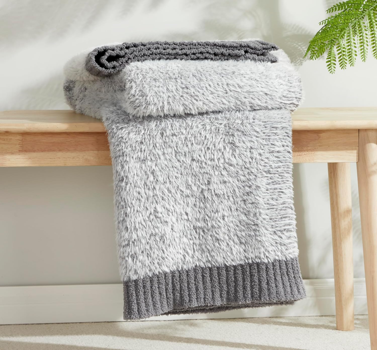 Grey Throw Blanket for Couch, Reversible Super Soft Warm Blankets Cozy ...