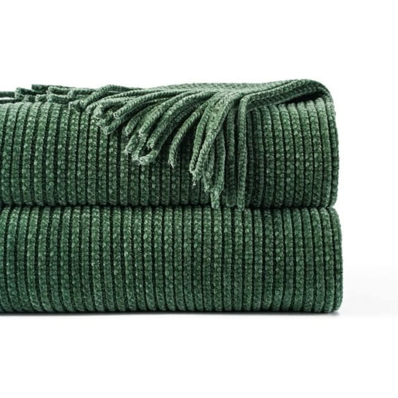 Grey Throw Blanket for Couch, Soft Warm Cozy Decorative Chenille Knit Grey Blanket, Sofa Bed Couch Throw Blanket for Dark Tone Living Room Bedroom Home Decor, 51" x 67"