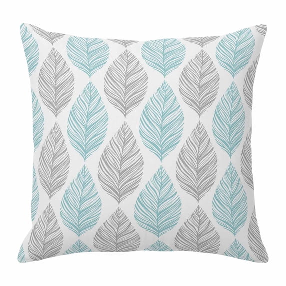 Grey and Throw Pillow Cover Turquoise Olive Leaf Texture Watercolor Cotton Linen Cushion Cover Throw Pillow Case with Invisible Zipper for Couch Sofa Bed Chair Car 20x20 Inch