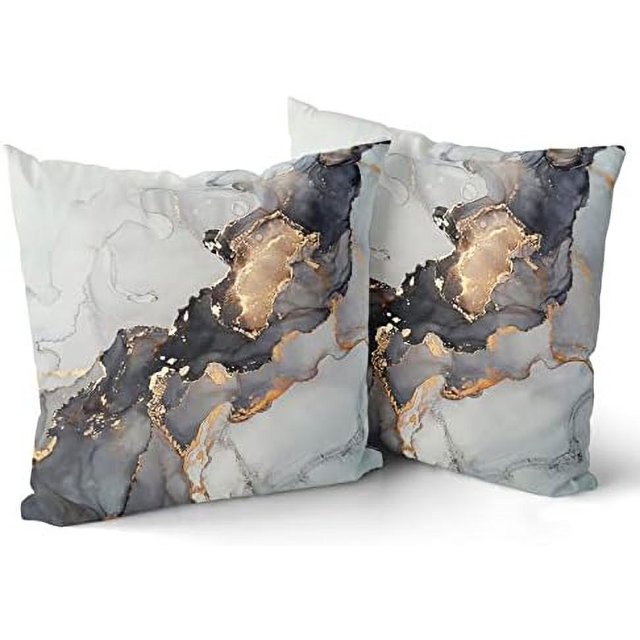 Grey Throw Pillow Covers Set of 2 Modern Marble Abstract Texture