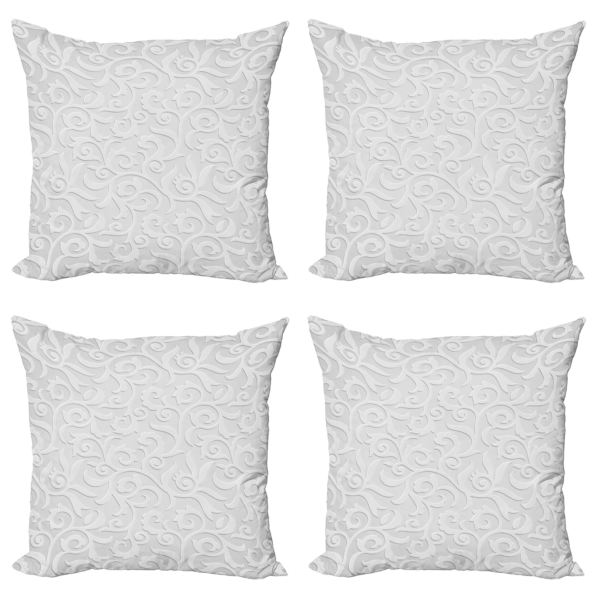 Grey Throw Pillow Cushion Case Pack of 4, Abstract Natural Ivy Leaves
