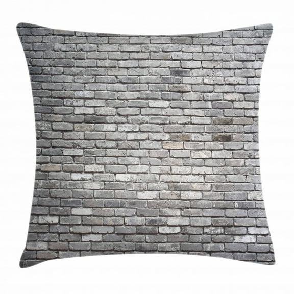 Grey Throw Pillow Cushion Cover, Image of an Aged Old and Rough Brick Wall Obsolete Concrete Structure with Ragged Surface, Decorative Square Accent Pillow Case, 20 X 20 Inches, Grey, by Ambesonne