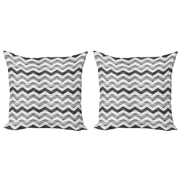 Ambesonne Grey Throw Pillow Cover 2 Pack, Rustic Wooden Planks Art, 18", Grey White