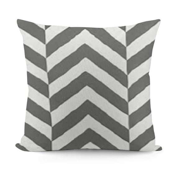 Grey Throw Pillow Cushion Cover, Pattern Classic Geometrical Horizontal Zig Zag Stripes Artwork, Zippered Double-Side Digital Print Decor, Grey White