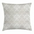 thumbnail image 1 of Grey Throw Pillow Cushion Cover, Vintage Rococo Motifs Inspired by Antique Damask Style Victorian Garden Revival Art, Decorative Square Accent Pillow Case, 16 X 16 Inches, Pale Grey, by Ambesonne, 1 of 2